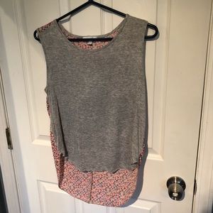 Gray tank top with designed back